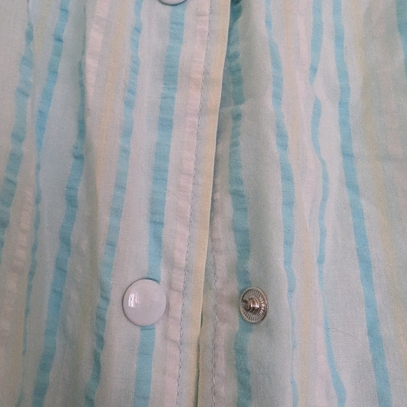 Vintage Croft And Barrow GreenBlue Striped Button-Up Nightiewith Embroidery 1x - Picture 3 of 9